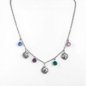 Brighton Elora Gems Necklace Multicolor Dangling Gemstones Silver Dainty